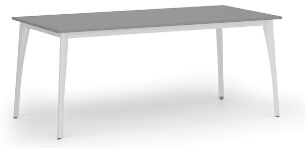 Rokovací kancelársky stôl PRIMO OMEGA, 180x90 cm, biela podnož, grafit