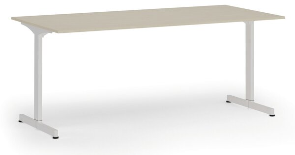 Kancelársky stôl PRIMO BETA, 180x90 cm, biela podnož, breza