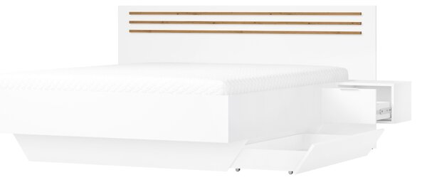 KONDELA Posteľ + 2x nočný stolík, biela/dub artisan, 160x200, FLORENS