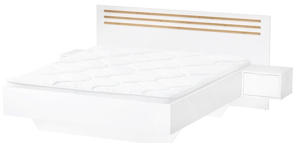 KONDELA Posteľ + 2x nočný stolík, biela/dub artisan, 160x200, FLORENS