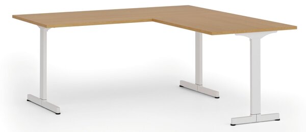 Kancelársky stôl PRIMO BETA L, 180x180 cm, biela podnož, buk