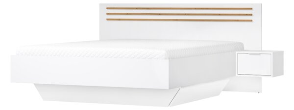 KONDELA Posteľ + 2x nočný stolík, biela/dub artisan, 160x200, FLORENS
