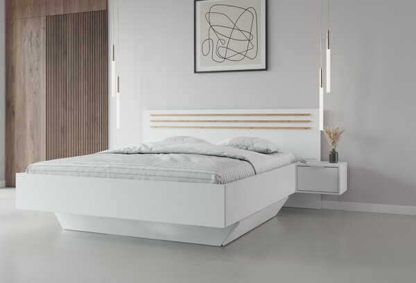 KONDELA Posteľ + 2x nočný stolík, biela/dub artisan, 160x200, FLORENS
