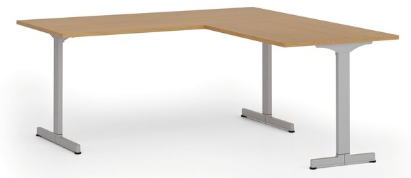 Kancelársky stôl PRIMO BETA L, 180x180 cm, sivá podnož, buk