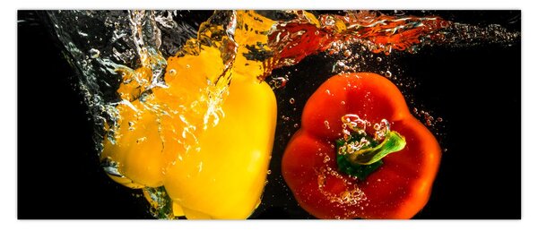 Obraz - papriky vo vode (120x50 cm)
