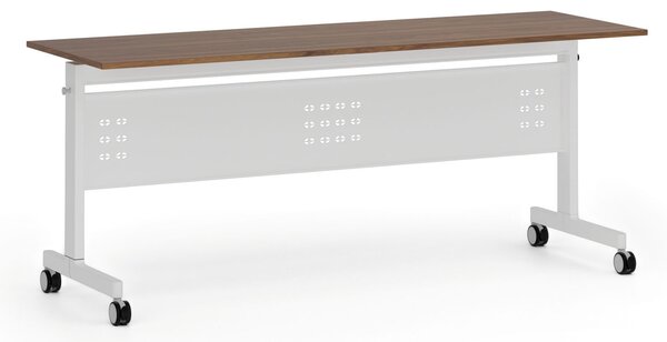 Mobilný stôl PRIMO MOBI, 180x60 cm, biela podnož, orech