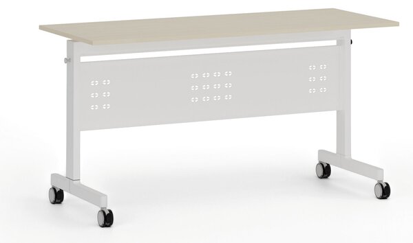 Mobilný stôl PRIMO MOBI, 140x60 cm, biela podnož, breza
