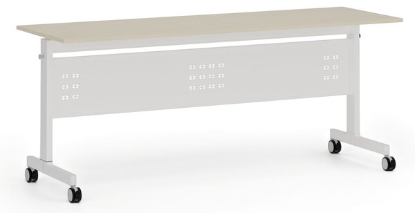 Mobilný stôl PRIMO MOBI, 180x60 cm, biela podnož, breza