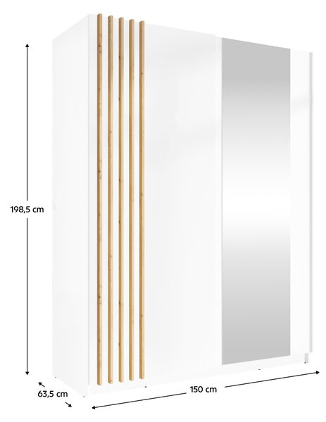KONDELA Skriňa, 2D-150, biela/dub artisan, BAJADERO TYP 1