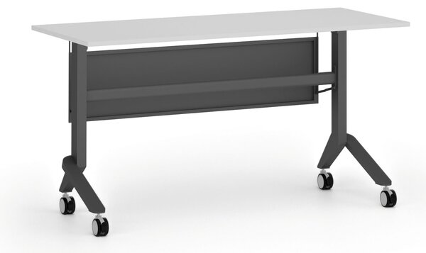 Mobilný stôl PRIMO MOVE, 140x60 cm, čierna podnož, biela