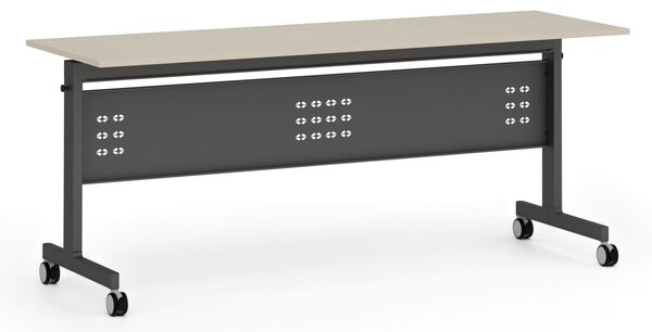 Mobilný stôl PRIMO MOBI, 180x60 cm, čierna podnož, breza