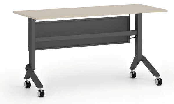 Mobilný stôl PRIMO MOVE, 140x60 cm, čierna podnož, breza