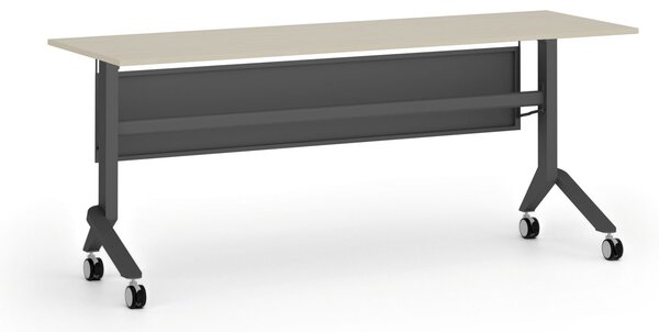 Mobilný stôl PRIMO MOVE, 180x60 cm, čierna podnož, breza