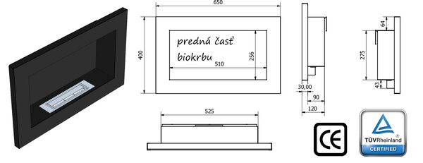 Závesný biokrb na stenu EOS ČIERNY MATNÝ 65x40x12