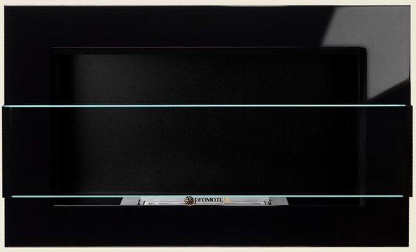 Závesný biokrb na stenu EOS ČIERNY LESK SO SKLOM 65x40x12