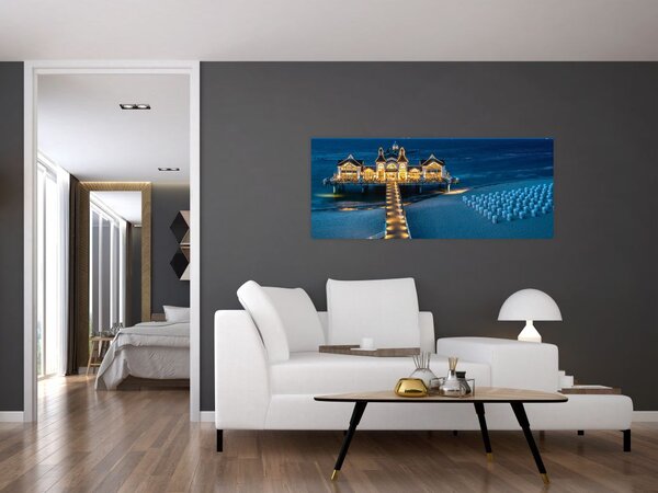 Obraz - hotel na pláži (120x50 cm)