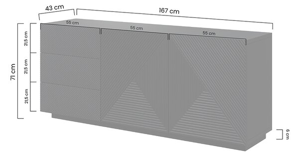 Dvojdverová komoda Asha 167 cm so zásuvkami - kasmír