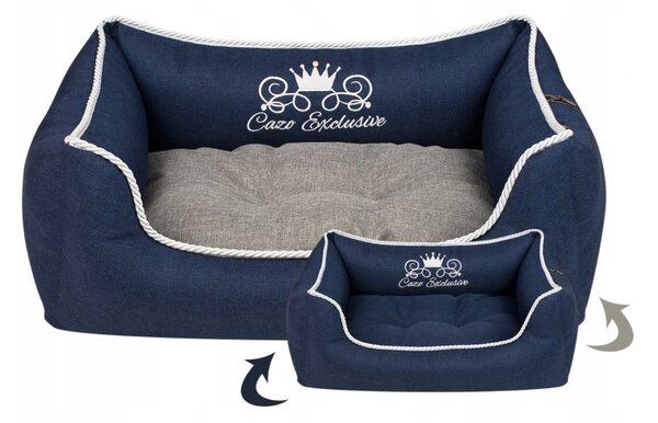 Pelech pre psa Royal Line Navy Blue M/L/XL (Luxusné mäkké pelechy pre malých a stredných psov s odnímateľným poťahom, jedinečným dizajnom v kvalitnom prevedení)
