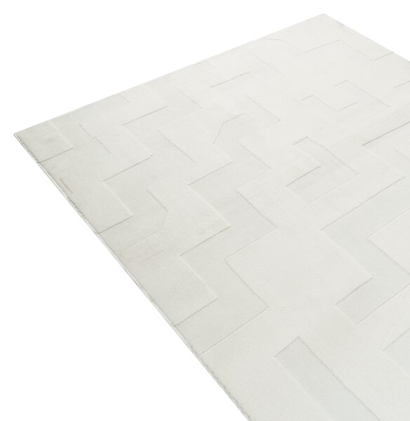 Koberec krémová biela žakárový 160 x 230 cm obdĺžnikový tvar s nízkym vlasom polyesterová spodná strana moderný štýl obývacia izba