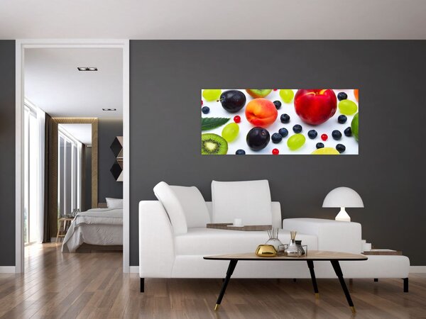 Obraz ovocia s kvapkami vody (120x50 cm)
