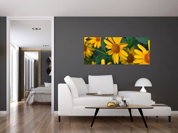 Obraz žltých kvetov (120x50 cm)