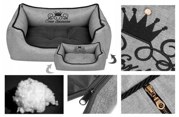 Pelech pre psa Royal Line Grey M/L/XL (Luxusné mäkké pelechy pre malých a veľkých psov s odnímateľným poťahom, jedinečným dizajnom v kvalitnom prevedení)