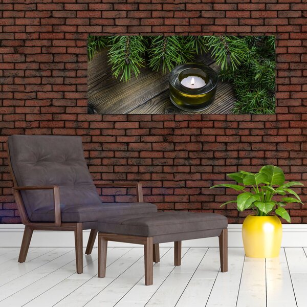 Obraz - vianočná sviečka (120x50 cm)