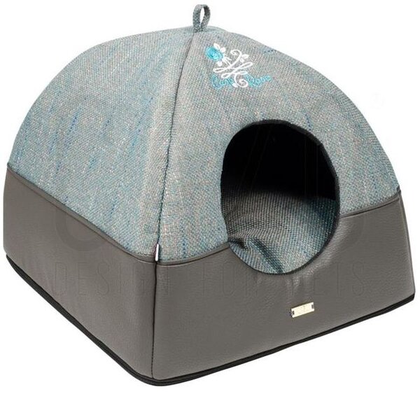 Iglu pre psov a mačky Blue Rose 40×42×42 cm (Luxusný pelech so strieškou pre veľkú mačku / malého psa)
