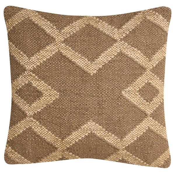 Súprava 2 dekoratívnych vankúšov svetlohnedá a béžová juta a vlna 45 x 45 cm geometrický vzor štvorcové vankúšiky