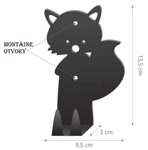 Detský vešiak na stenu VEVERIČKA (Vešiak pre deti vrátane montážnej sady s krytkami)