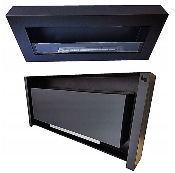 Závesný biokrb so sklom na stenu AIASA BOX ČIERNY MAT 90x40x12