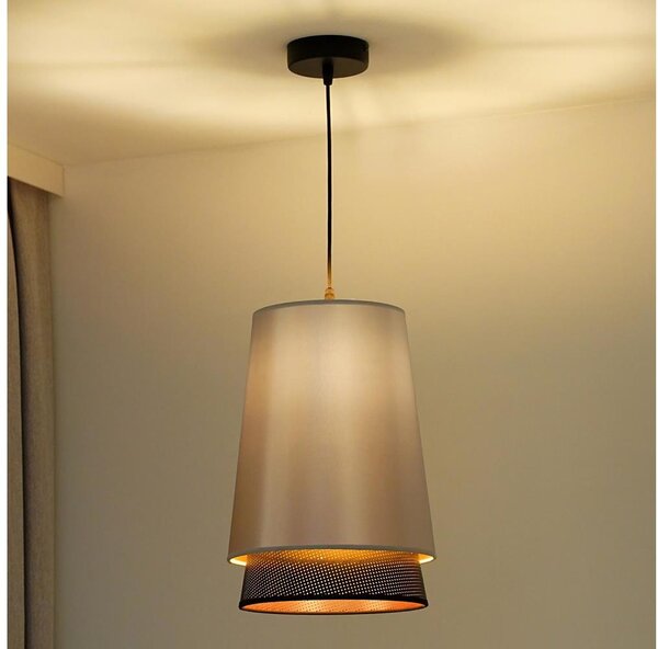 Duolla - Luster na lanku BELL SHINY 1xE27/15W/230V pr. 25 cm strieborná/čierna