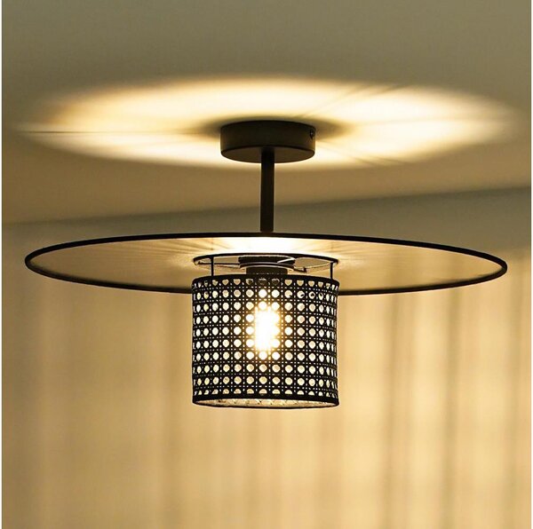 Duolla - Prisadený luster TOKYO RATTAN 1xE27/15W/230V pr. 50 cm čierna/strieborná