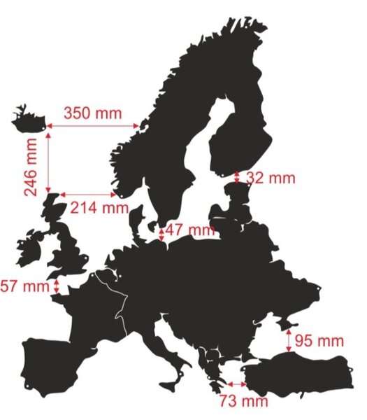 Mapa Europy na stenu 130 cm (Dekorácie z kovu - nástenné mapy)