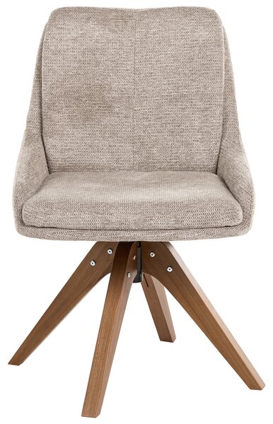 Sada 2 otočných jedálenských stoličiek sivobéžová látkové čalúnenie drevené nohy moderný štýl kuchyňa jedáleň