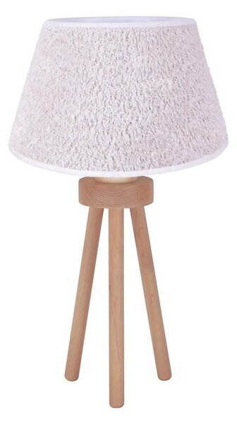 Duolla - Stolná lampa BOUCLE 1xE27/15W/230V pr. 28 cm biela/drevo