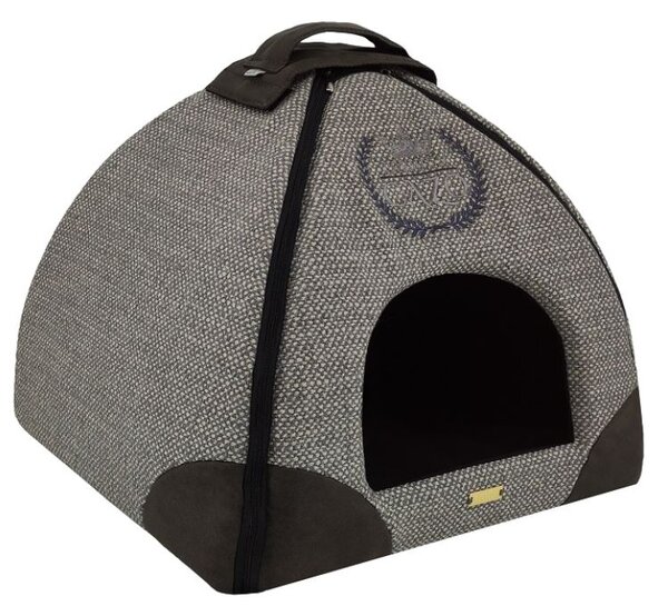 Iglu pre psov a mačky Premium Grey 47×46×40 cm (Luxusný pelech so strieškou pre veľkú mačku / malého psa)