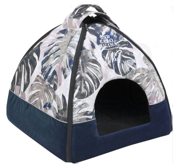 Iglu pre psov a mačky One Original Blue 47×46×40 cm (Luxusný pelech so strieškou pre mačku / malého psa)