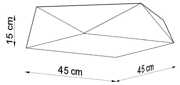 Stropné svietidlo Hexa, 1x sivé plastové tienidlo, (biely plast), (fi 45 cm)
