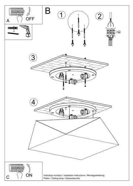 Stropné svietidlo Hexa, 1x sivé plastové tienidlo, (biely plast), (fi 45 cm)