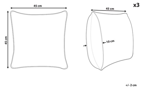 Sada 3 dekoratívnych vankúšov viacfarebná polyester 45 x 45 cm štvorcový tvar s vianočným motívom a brmbolcami snímateľné poťahy doplnky