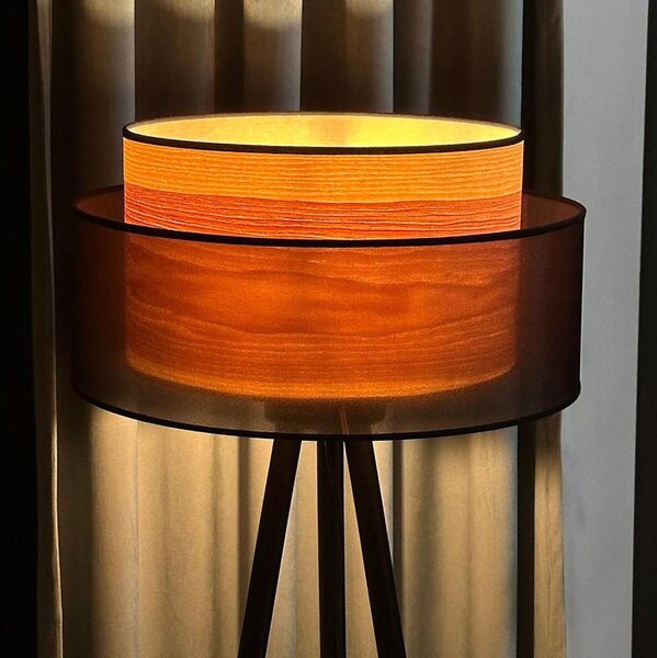 Duolla - Stojacia lampa WOOD BOHO 1xE27/15W/230V pr. 45 cm čierna/béžová