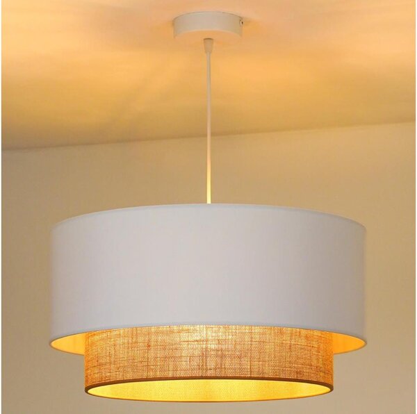 Duolla - Luster na lanku BOHO 1xE27/15W/230V pr. 45 cm biela/hnedá