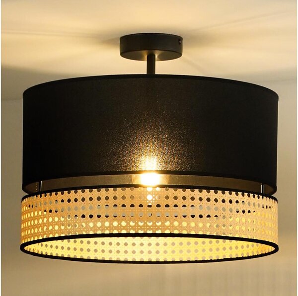 Duolla - Prisadený luster DOUBLE RATTAN 1xE27/15W/230V pr. 40 cm čierna/béžová