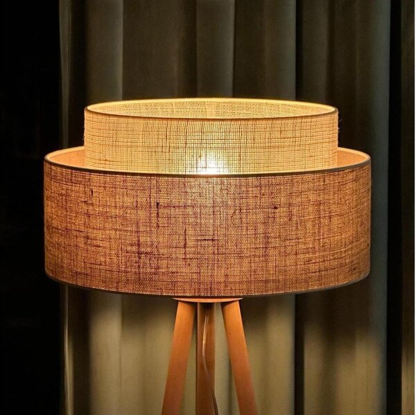 Duolla - Stojacia lampa YUTE BOHO 1xE27/15W/230V pr. 45 cm hnedá/krémová