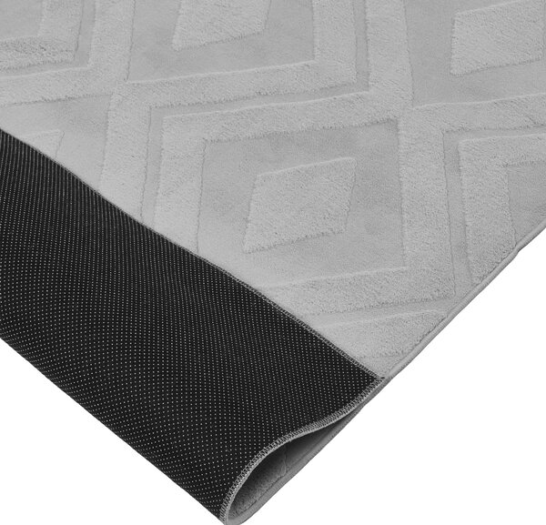 Koberec sivý žakárový 80 x 300 cm obdĺžnikový tvar s nízkym vlasom polyesterová spodná strana behúň moderný štýl obývacia izba