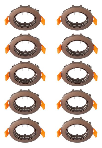 PRIOS Prios zapustené stropné svietidlo Fibur, bronz, zinok, Ø 8,2 cm, 10 kusov, Hnedá / staromosadz, Obývacia izba / jedáleň, kov, Moderný, Zapustené stropné svietidlo