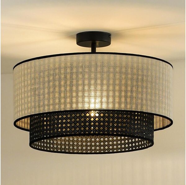 Duolla - Prisadený luster RATTAN YUTE 1xE27/15W/230V pr. 45 cm krémová/čierna