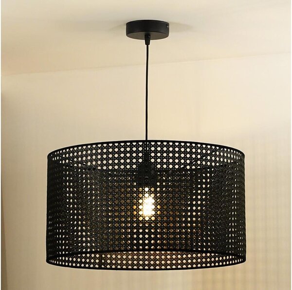 Duolla - Luster na lanku ROLLER RATTAN 1xE27/15W/230V pr. 45 cm čierna