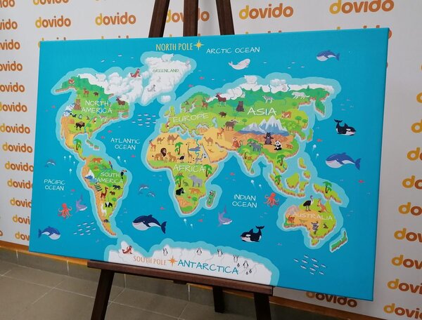 Obraz na korku zemepisná mapa sveta pre deti